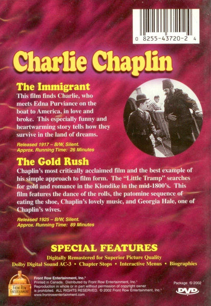 Charlie Chaplin Double Feature The Immigrants / The Gold DVD